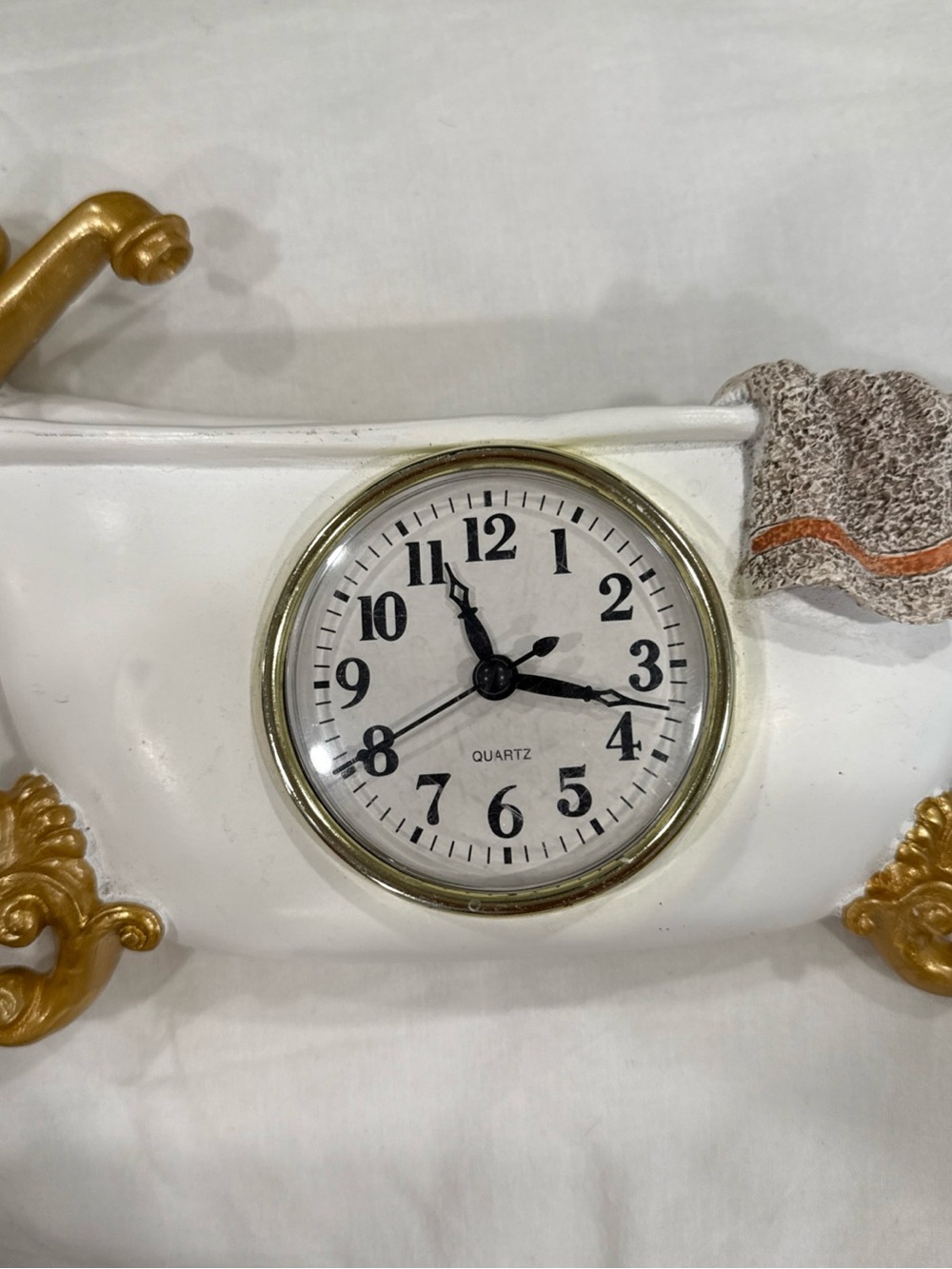 Source Unknown White and Gold Decorative Mantel Clock